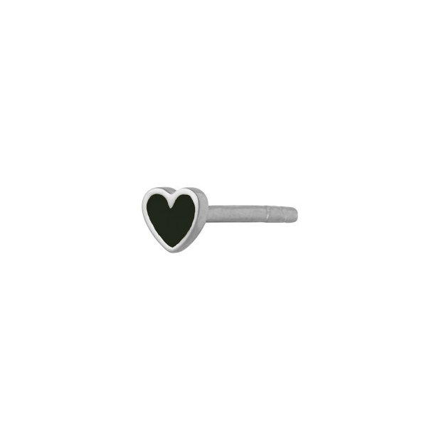 Stine A - Petit heart black rering  i slv