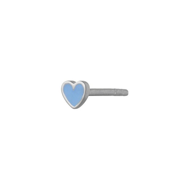 Stine A - Petit love heart light blue  rering i slv