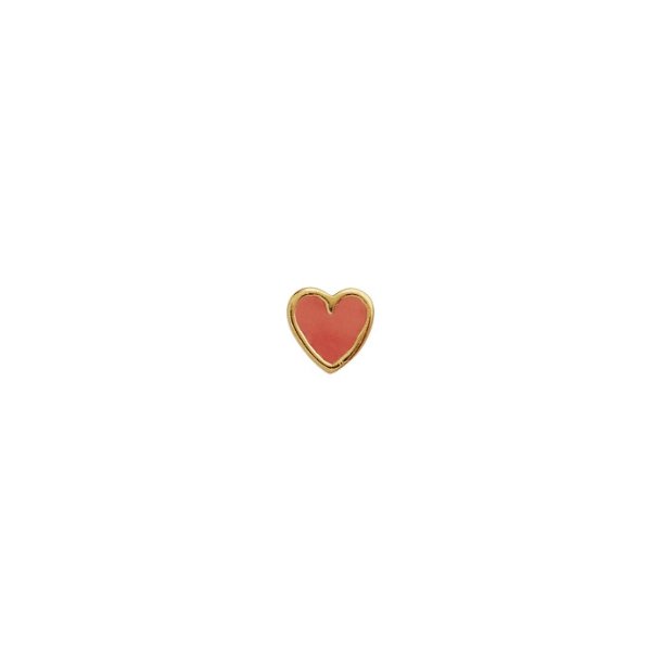 Stine A - Petit Love Heart Coral i forgyldt 