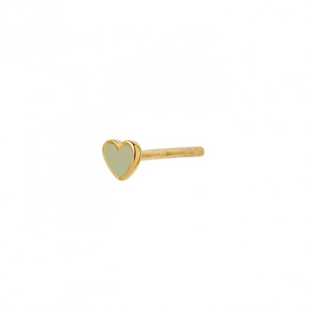 Stine A - Petit Love Heart Olive Green Enamel  (1 stk.)