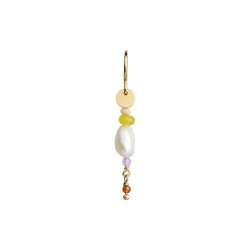Stine A - Petit Baroque Pearl Earring Gold With Candy Stones Soft Lime (1 stk.)