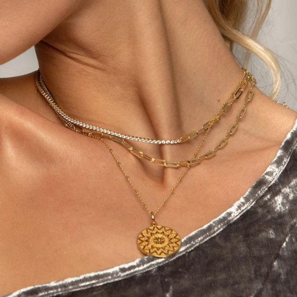 "Denice"  halskde forgyldt slv