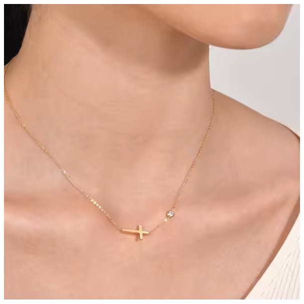 Halskde kors vandfast forgyldt stl 163011