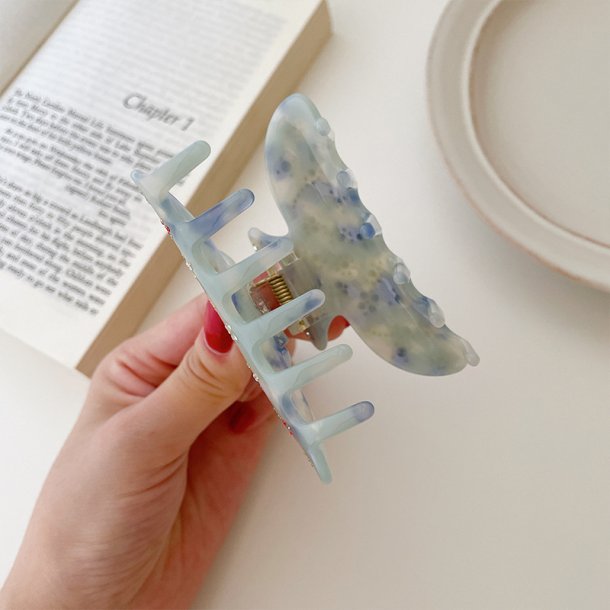 Hrklemme - bl med bling 8 cm.