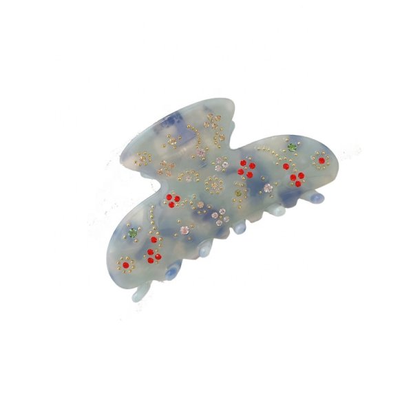 Hrklemme - bl med bling 8 cm.