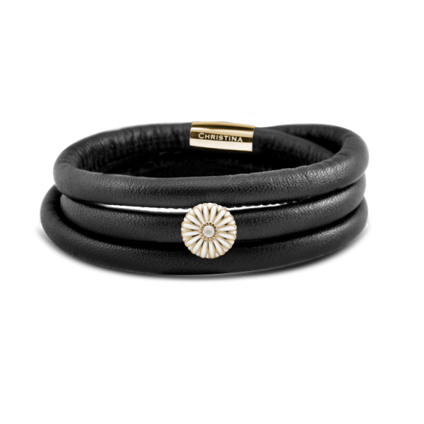 Christina lder armbnd med gerbera 605-jt-g