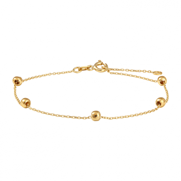 Siersbl - 8kt. guld armbnd m. 5x3mm kugler