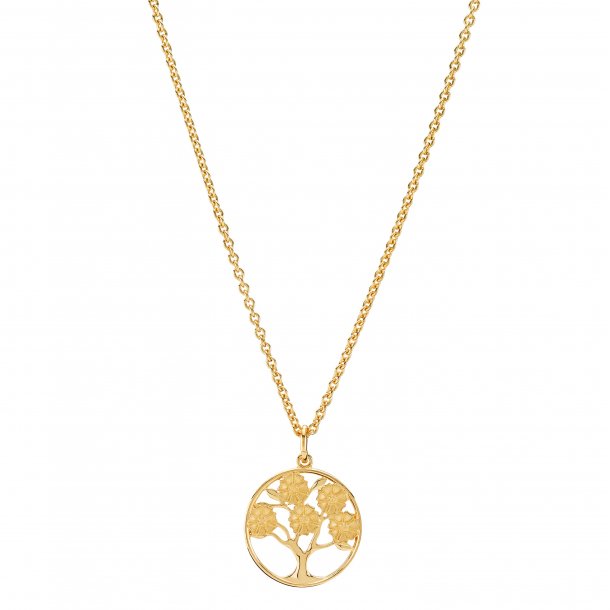 Lund Copenhagen - Marguerit halskde med livets tr, forgyldt