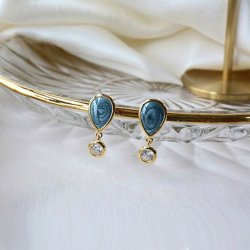 Donnatella reringe forgyldt blue waterdrop