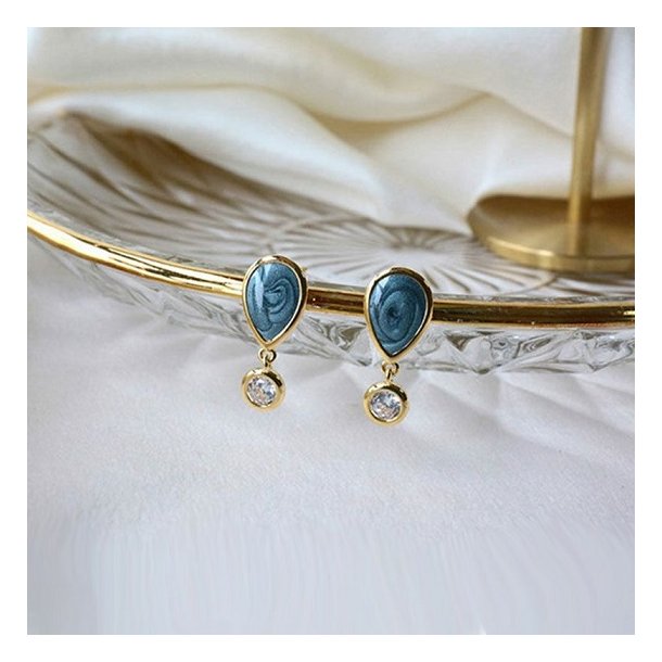 Donnatella reringe forgyldt blue waterdrop