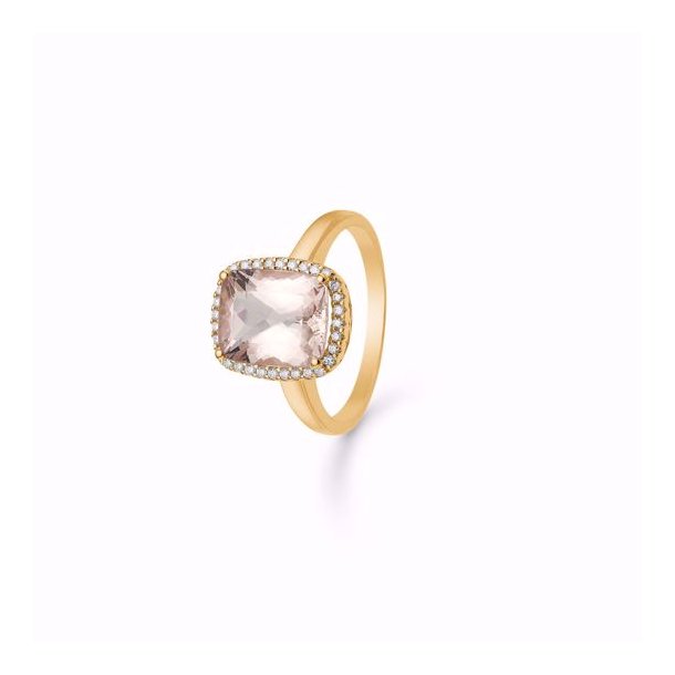 Guld &amp; Slv Design ring 14 karat med peach morganite