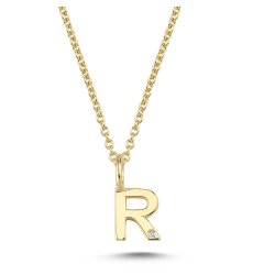 Nuran Bogstav 14 kt. guld "R" med 0,005ct. V2200-R