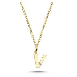 Nuran Bogstav 14 kt. guld "V" med 0,005ct. V2200-V