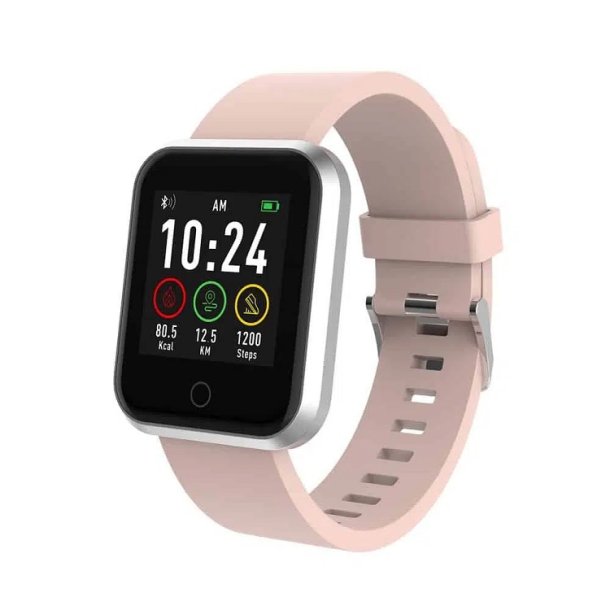 Swiss Go Smart Davos ur stl med rosa silikone rem 10455